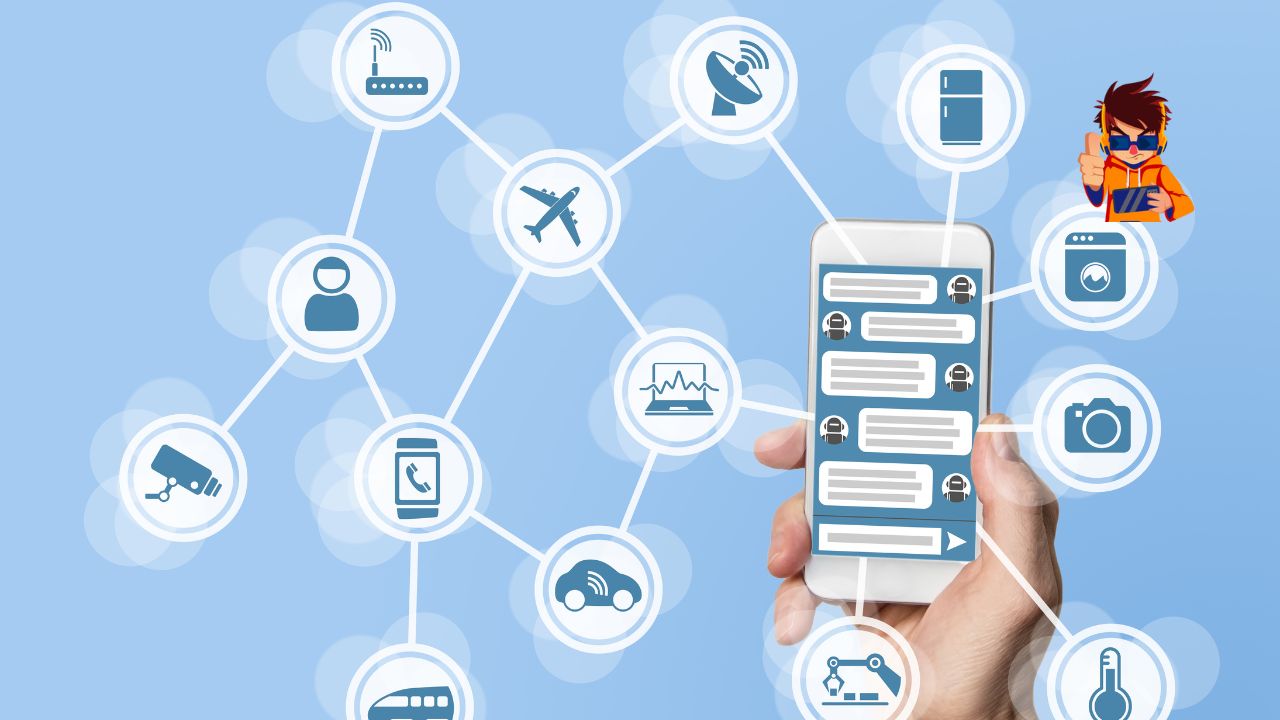 A digital AI chatbot conversing with a user on a futuristic interface, embodying advanced chatbot strategies for business enhancement.