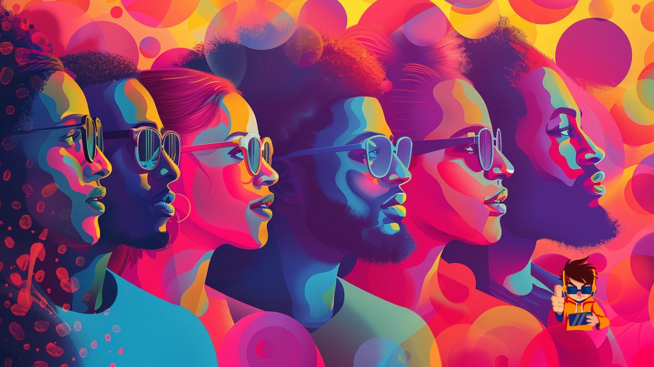 Uniting Voices_ The Power of Influencer Collaboration A vibrant depiction of diverse influencers collaborating with a brand, showcasing their unique content creation in a dynamic network.