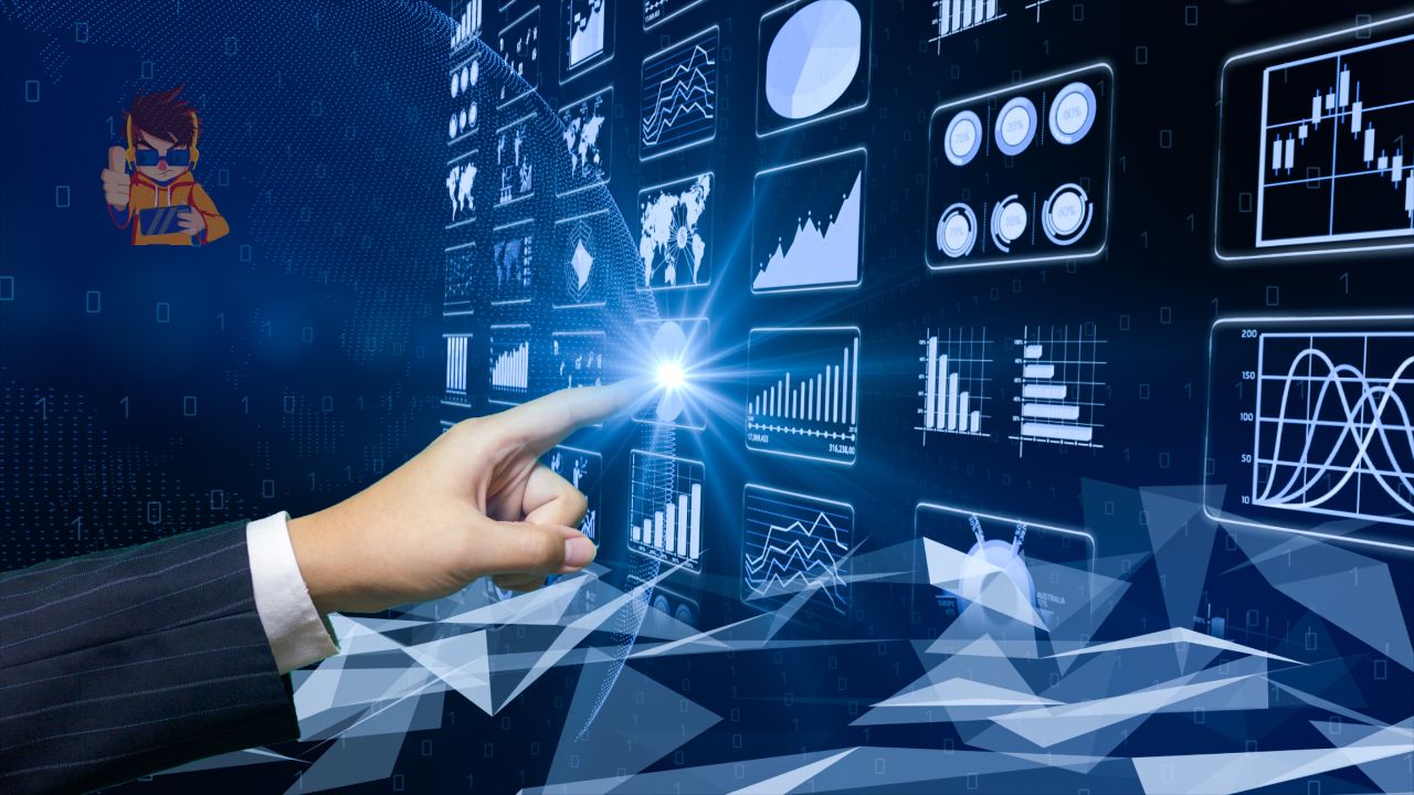 A futuristic dashboard displaying AI-driven customer insights and interactions.