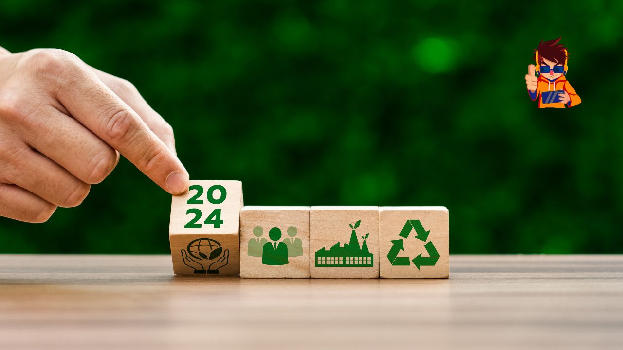 Sustainability in the Digital Age How Tech is Shaping the Future Illustration showing technology innovations like AI, smart cities, and renewable energy driving sustainable practices for a greener future.